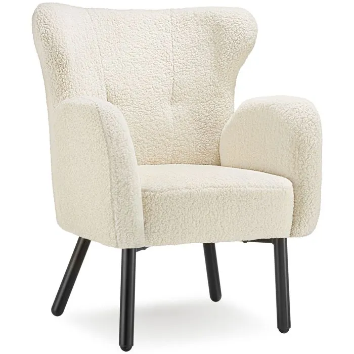 Fauteuil Rembourré Avec Tissu Bouclé Et Assise Ergonomique