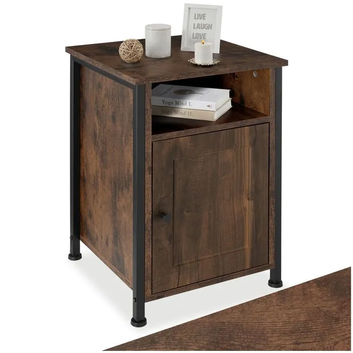 Table De Chevet Style Industriel 40 X 42 X 605 Cm Bois Foncé