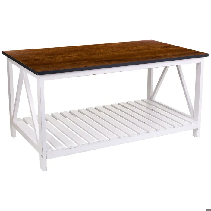 Table Basse Alexandra House Living Blanc Bois De Paulownia Bois Mdf 53 X 46 X 92 Cm