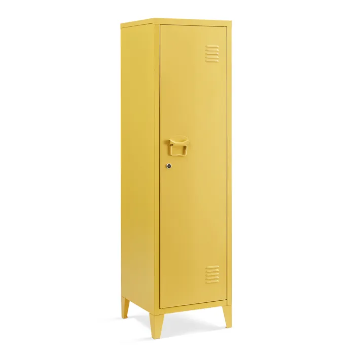 Armoire à casier Kurikka métallique vérouillable 137 x 38 x 38 cm jaune en.casa