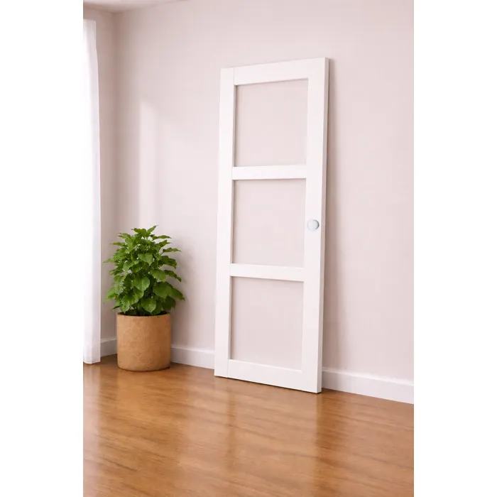 Porte Coulissante Kenya Blanc Vitrage Transparent H204 X L73 Cm, Coquilles Blanc Gd Menuiseries