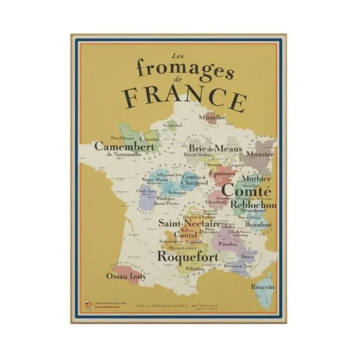 Affiche 50x70 cm - La Carte des Fromages de France - LA CARTE DES VINS SVP