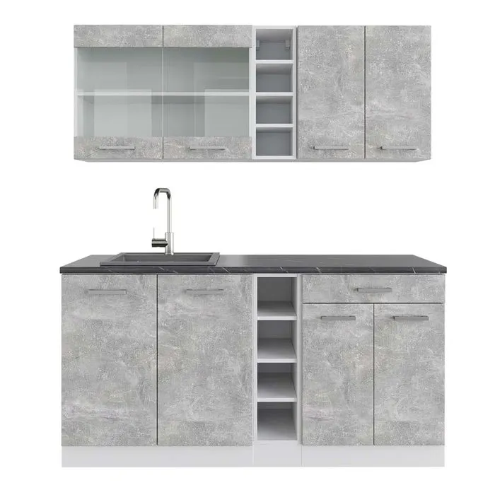 Vicco Cuisine Béton/blanc 160cm, PT Anthracite