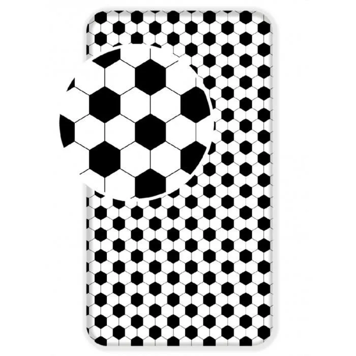 Drap En Coton Football - 90 X 200 + 25 Cm - Blanc Et Noir