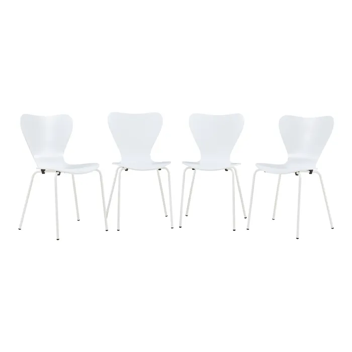 Lot de 4 chaises de salle à manger Essunga blanc en.casa