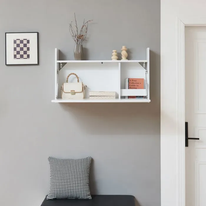 Bureau mural rabattable Rautalampi 48 x 83 x 48 cm blanc en.casa