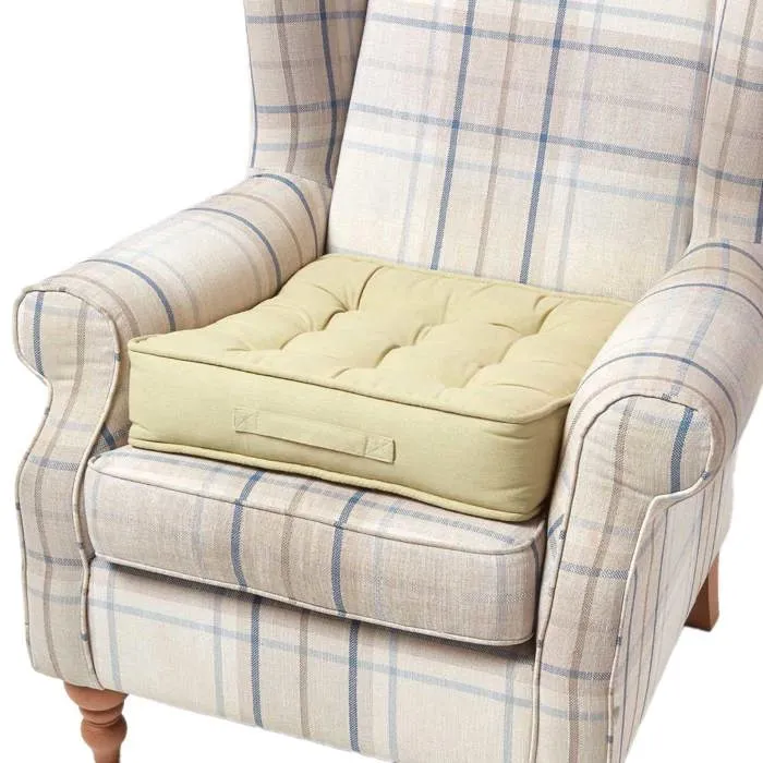Coussin D'assise Rehausseur En Coton Vert Sauge, 50x50x10cm - Homescapes