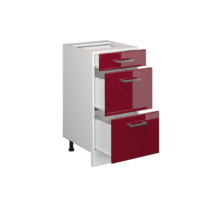 Vicco Meuble bas universel Rouge bordeaux Haute brillance 40cm avec tiroirs, sans PT