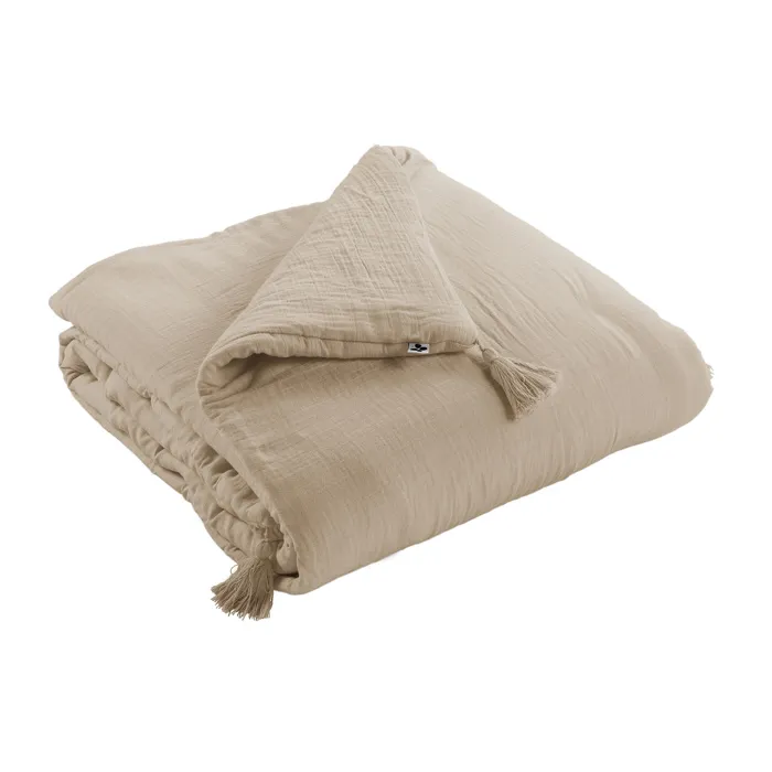 Édredon 150 x 150 cm Double Gaze de Coton GAÏA Ficelle