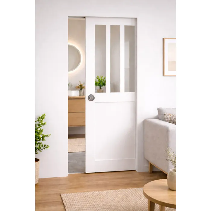 Porte Coulissante Atelier Blanc H204 X L93 Cm, Galandage Gd Menuiseries