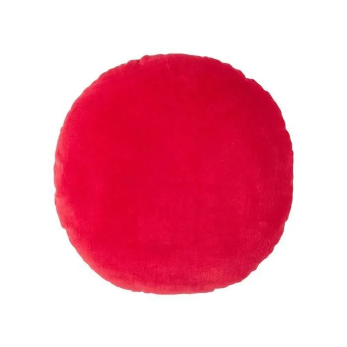 Coussin Rond En Velours Rouge, 40cm - Homescapes