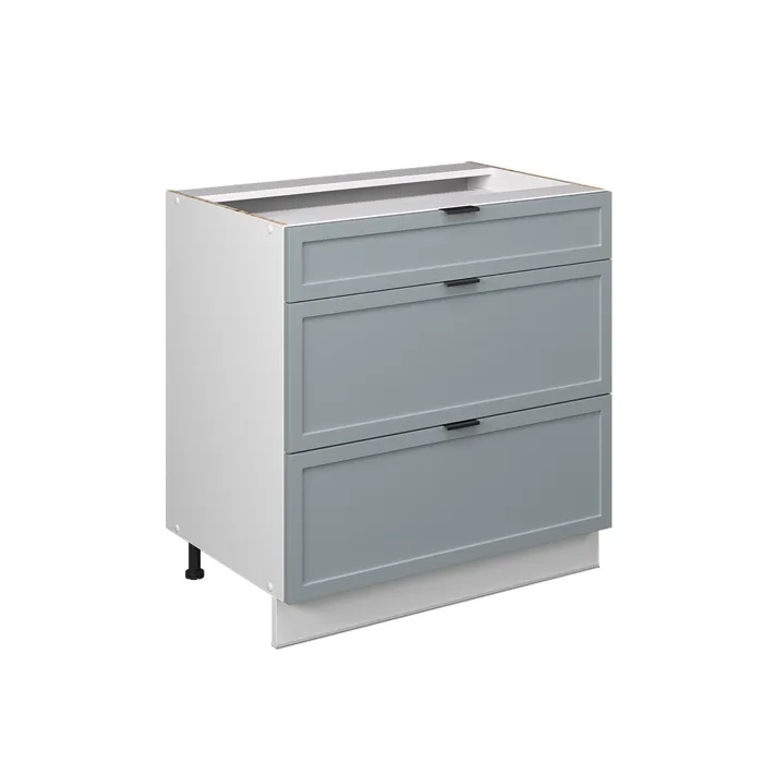 Vicco Meuble cuisine Bleu clair-gris 80cm avec 3 tiroirs, sans PT