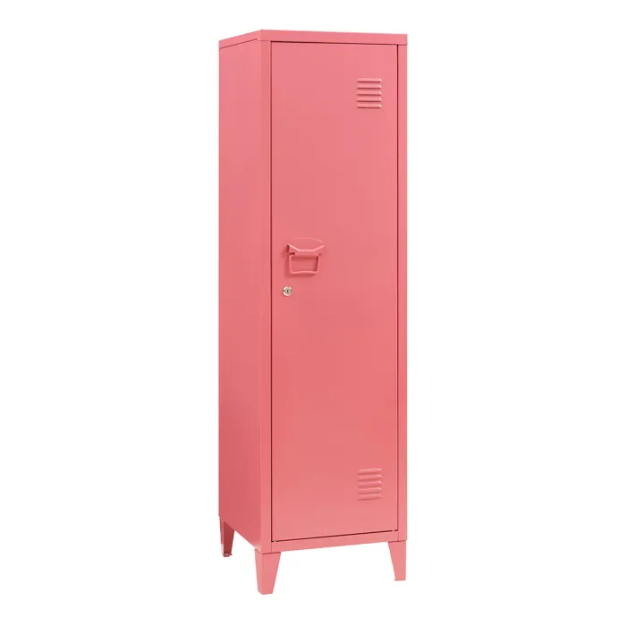 Armoire à casier Kurikka métallique vérouillable 137 x 38 x 38 cm rouge pastèque en.casa