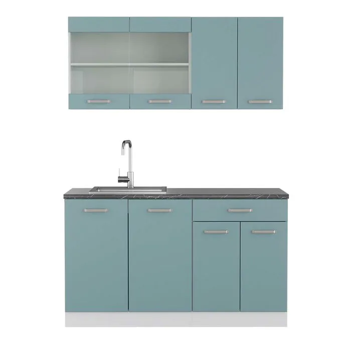 Vicco Cuisine Bleu-gris/blanc 140cm, PT Anthracite
