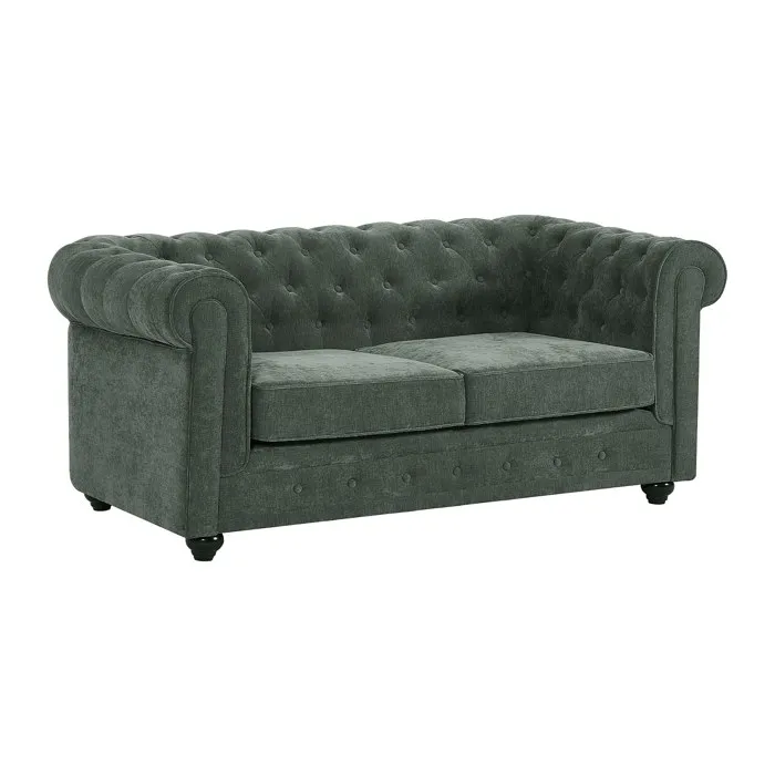 Canapé 2 places en tissu vert CHESTERFIELD