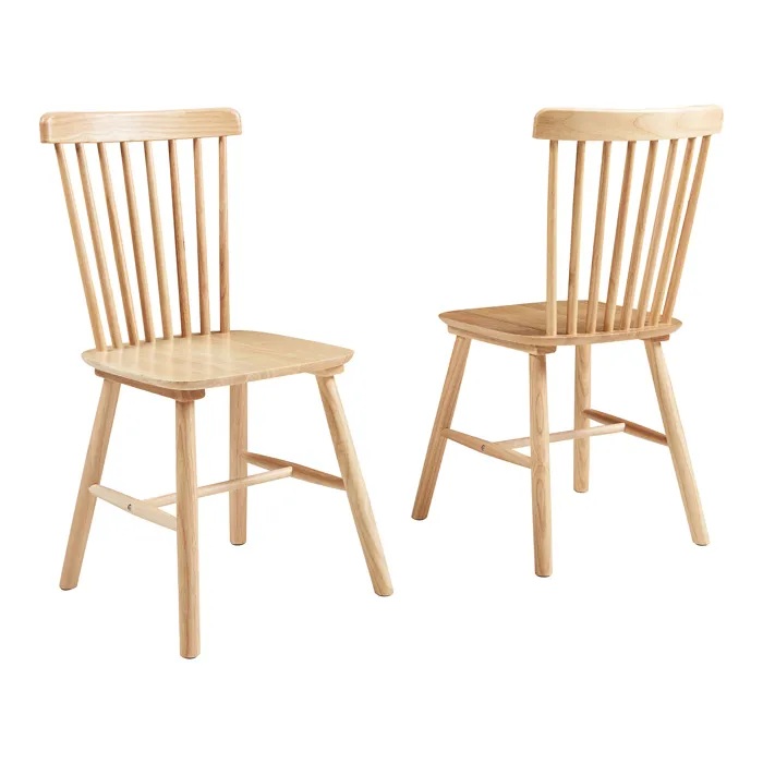 Lot de 2 chaises de salle à manger Karmoy bois d'hévéa 89 x 46 x 52 cm naturel en.casa