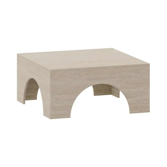 Table basse Vivatka 80 x 80 x 37 cm effet travertin en.casa