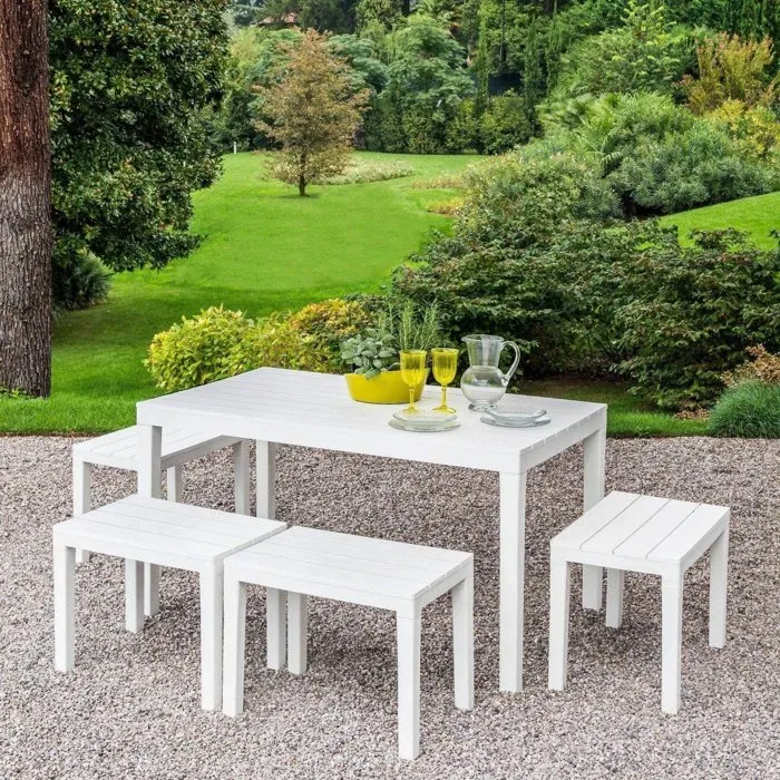 Ensembles table et chaises d'extérieur blanc 138x78 cm