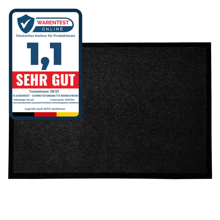 Tapis de Porte Paillasson d'entrée Monochrom Noir 40 x 60 cm