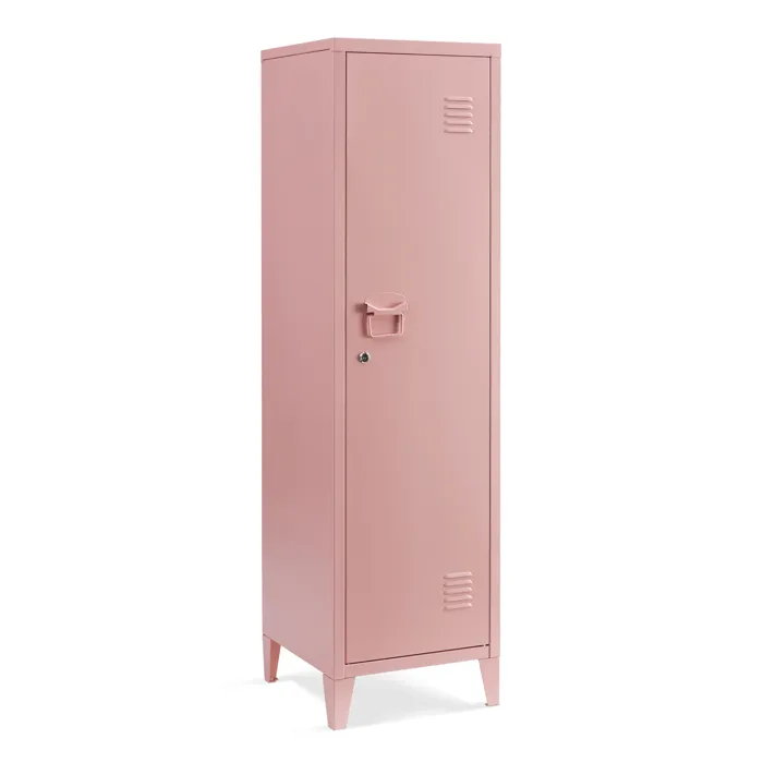 Armoire à casier Kurikka métallique vérouillable 137 x 38 x 38 cm rose en.casa