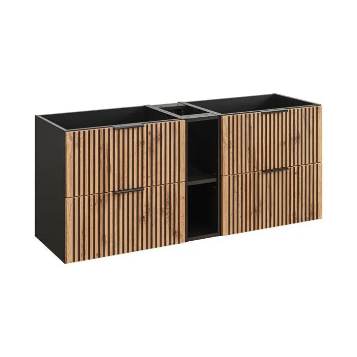 Double meuble sous vasque XILO NOIR CHÊNE 120 cm avec l'etension noir 20 cm