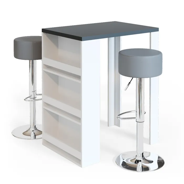 Vicco Set de table de bar Anthracite/blanc 57x80cm avec 2 tabourets de bar