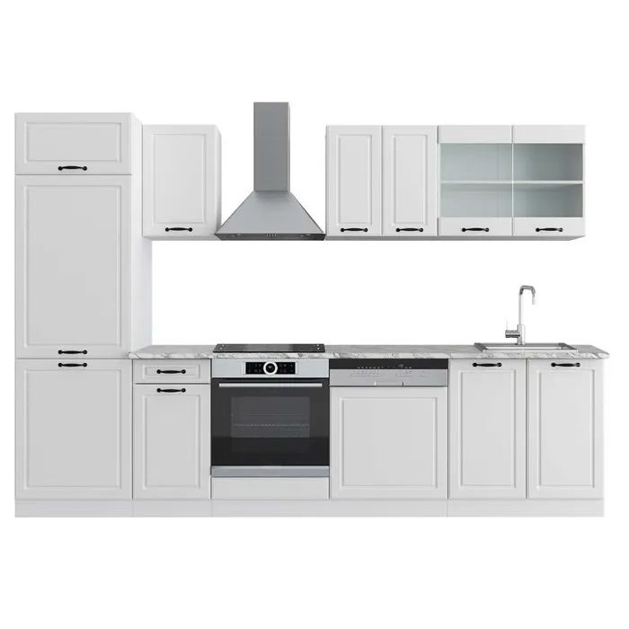 Vicco Cuisine Blanc campagne/blanc 300cm, PT Marbre