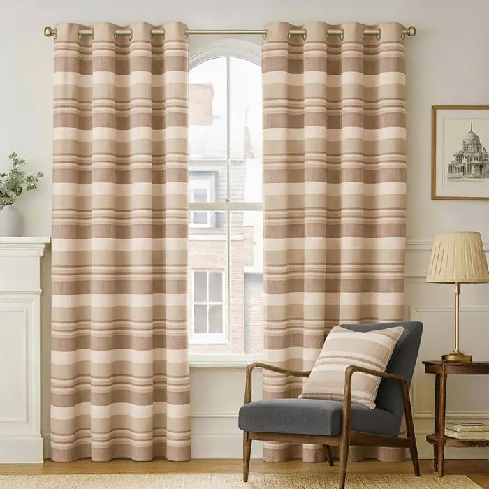Paire De Rideaux À Oeillets Morocco Rayures Beige 167x228cm