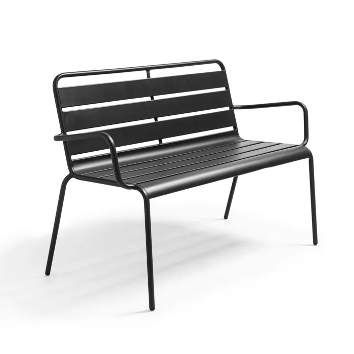 Banc de jardin en métal anthracite Palavas Oviala