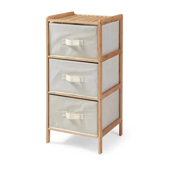 Commode avec 3 tiroirs en tissu Maldon 79 x 37 x 35 cm naturel / beige en.casa
