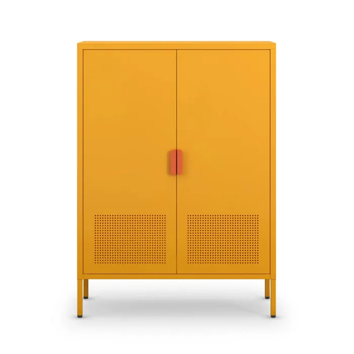 Adel - Buffet haut 2 portes en métal H110cm - Orange