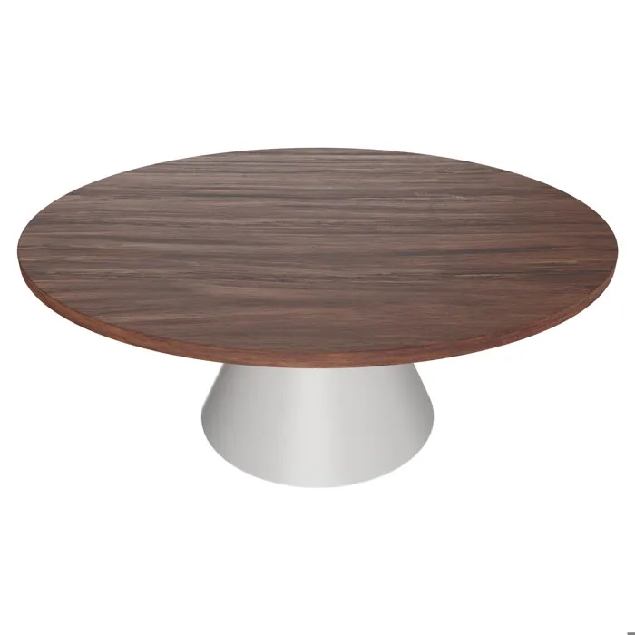Artù White - Table De Salle À Manger Ronde ⌀ 120 Cm En Bois Stratifié Avec Base Conique En Métal-marron