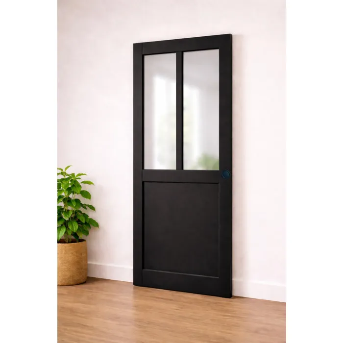 Porte Coulissante Atelier Noir H204 X L63 Cm, Coquilles Noir Gd Menuiseries