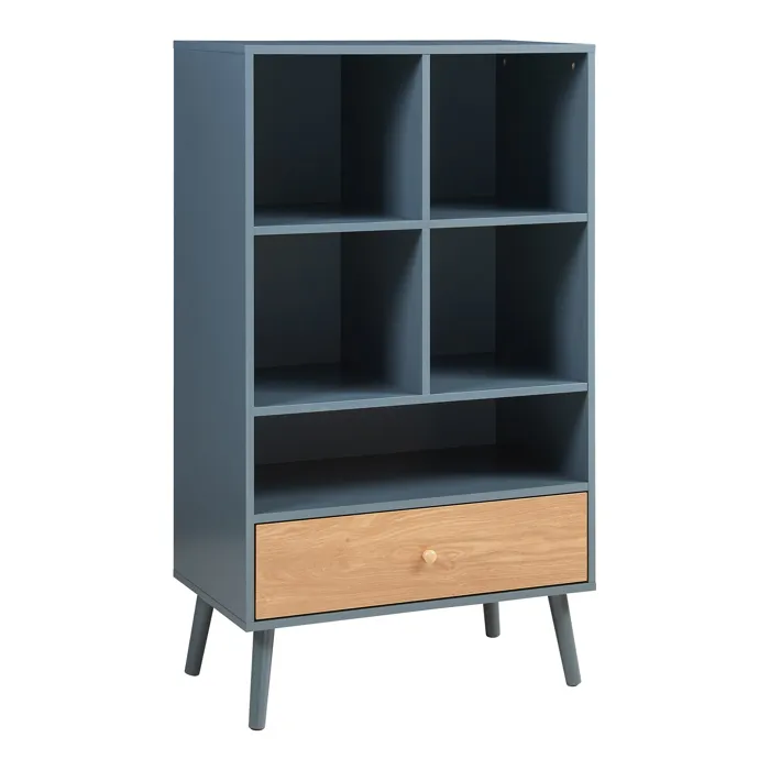 Bibliothèque Reyljand 120 x 70 x 40 cm gris effet chêne en.casa