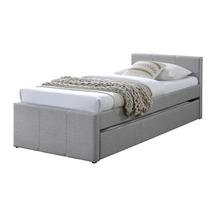 Lit gigogne 90 x 190 cm - Tissu - Gris - DORITALO
