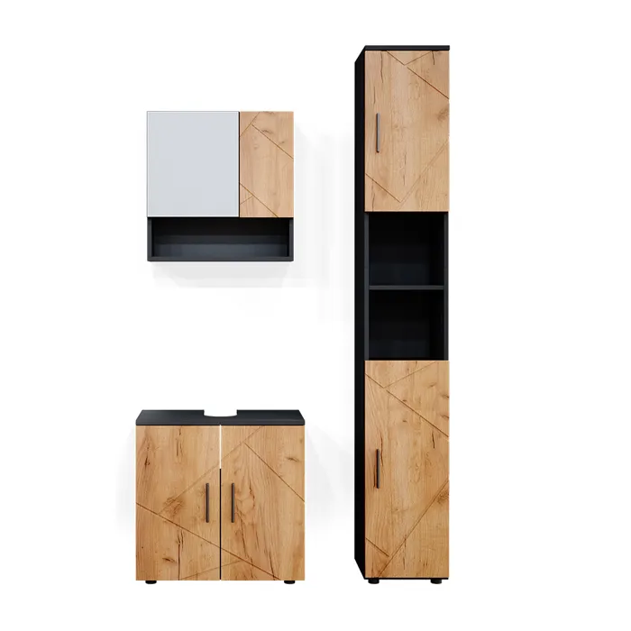 Vicco Meubles bain Chêne doré/Anthracite 3 pièces