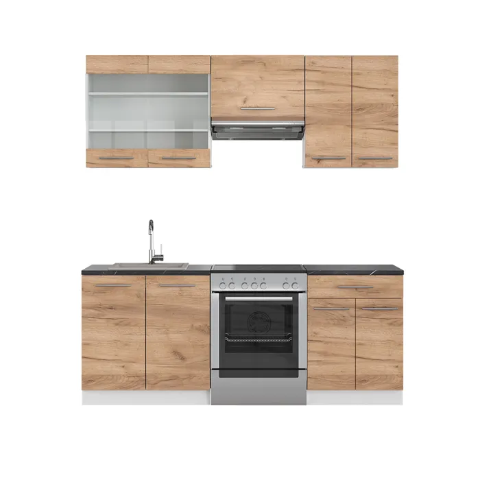 Vicco Cuisine Chêne doré/blanc 200cm sans PT