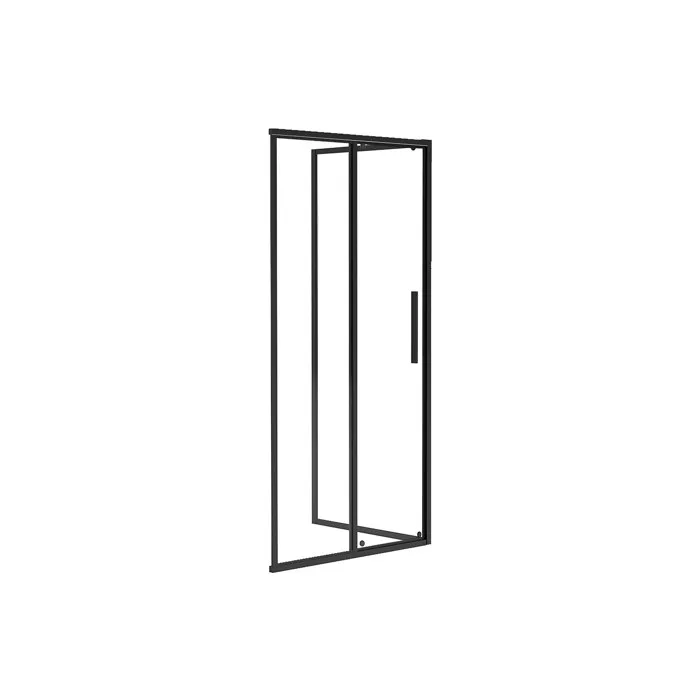 Paroi de douche avec porte coulissante noir mat style industriel - 140 x 80 x 195 cm - TORONI