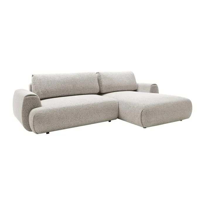 Canapé d'angle droit convertible en tissu chiné gris clair MONELIA