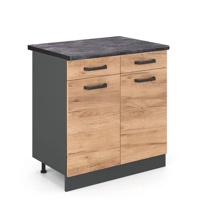 Vicco Meuble cuisine Chêne doré/Anthracite 80cm plan de travail Anthracite