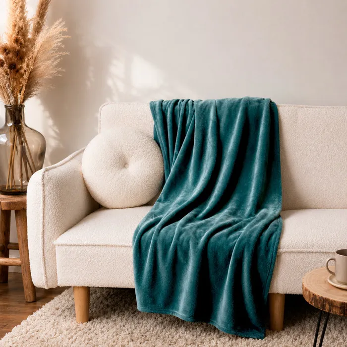 Plaid Flanelle Collection Anna 125x150 Cm Bleu Canard