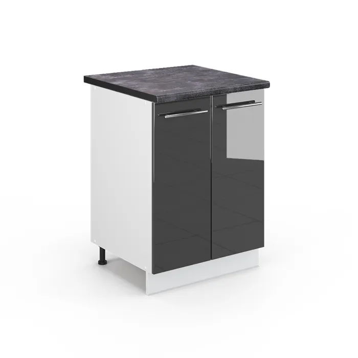 Vicco Meuble bas de cuisine Anthracite Haute brillance/Blanc 60cm plan de travail Anthracite