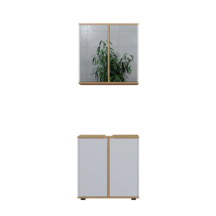 Vicco Ensemble de meubles de salle de bain Blanc/Chêne Artisan 2 pièces