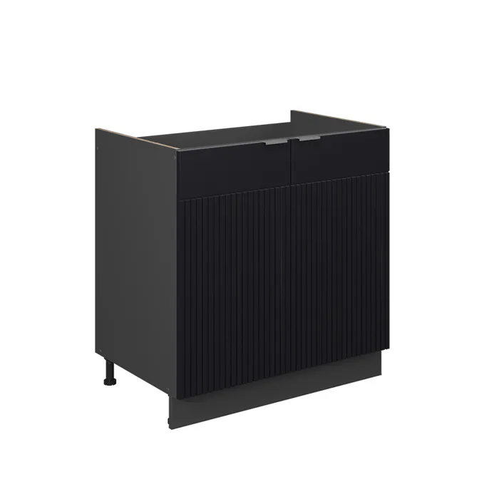 Vicco Meuble bas sous-évier Noir rayé 80cm sans PT
