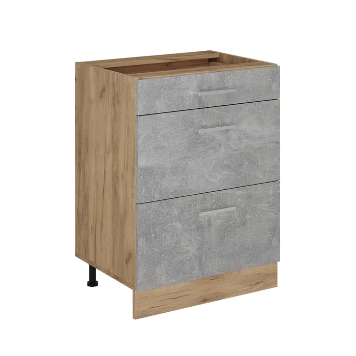 Vicco Meuble cuisine Béton 60cm avec tiroirs, sans PT