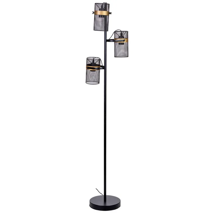 Lampadaire En Métal Noir Avec 3 Spots 32x32x161h Cm