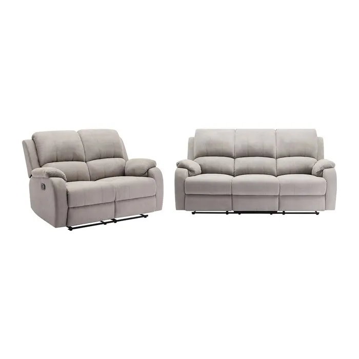 Canapé 3 places et 2 places relax en microfibre gris clair BRODY