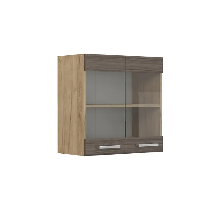 Vicco Meuble de cuisine haut vitré Gris noble 60cm