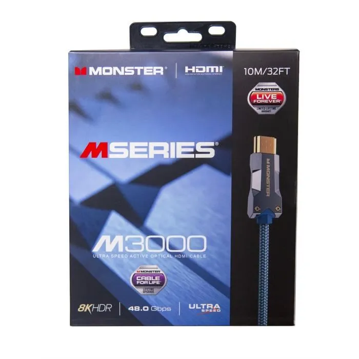 Câble HDMI Monster M3000 UHD 8K Dolby Vision 48 Gbit/s - 10 m