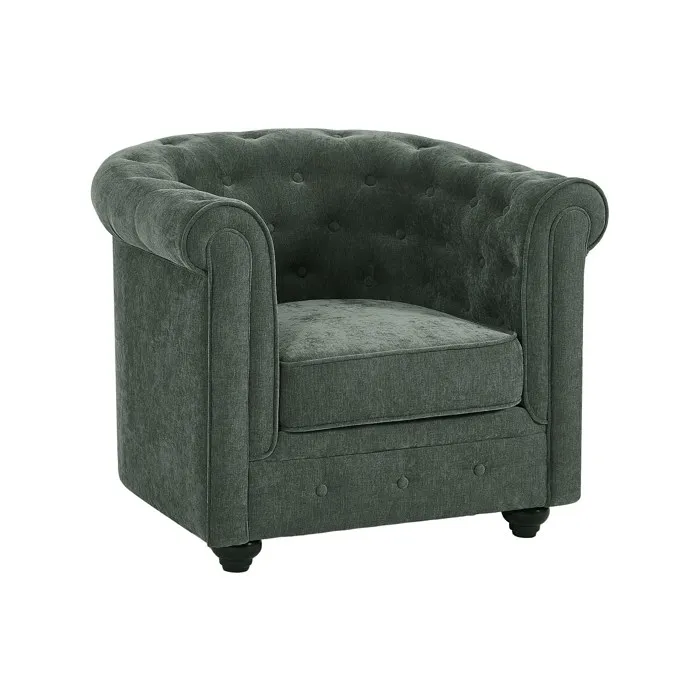 Fauteuil en tissu vert CHESTERFIELD